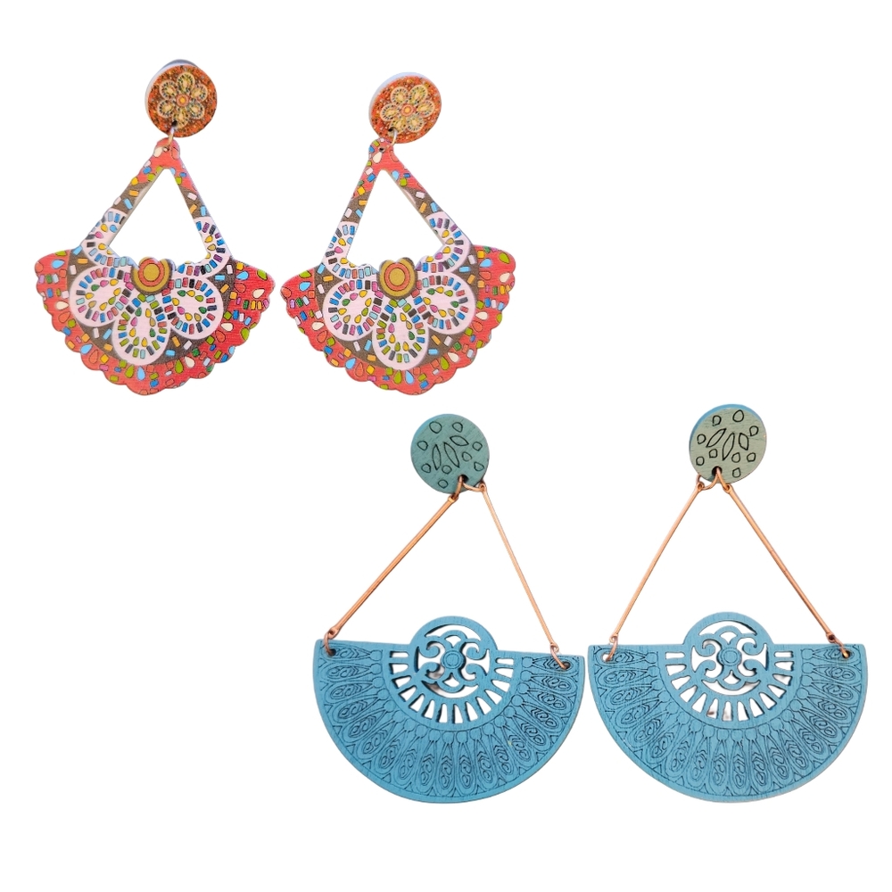 2 Large  Statement Lightweight Dangling Earings